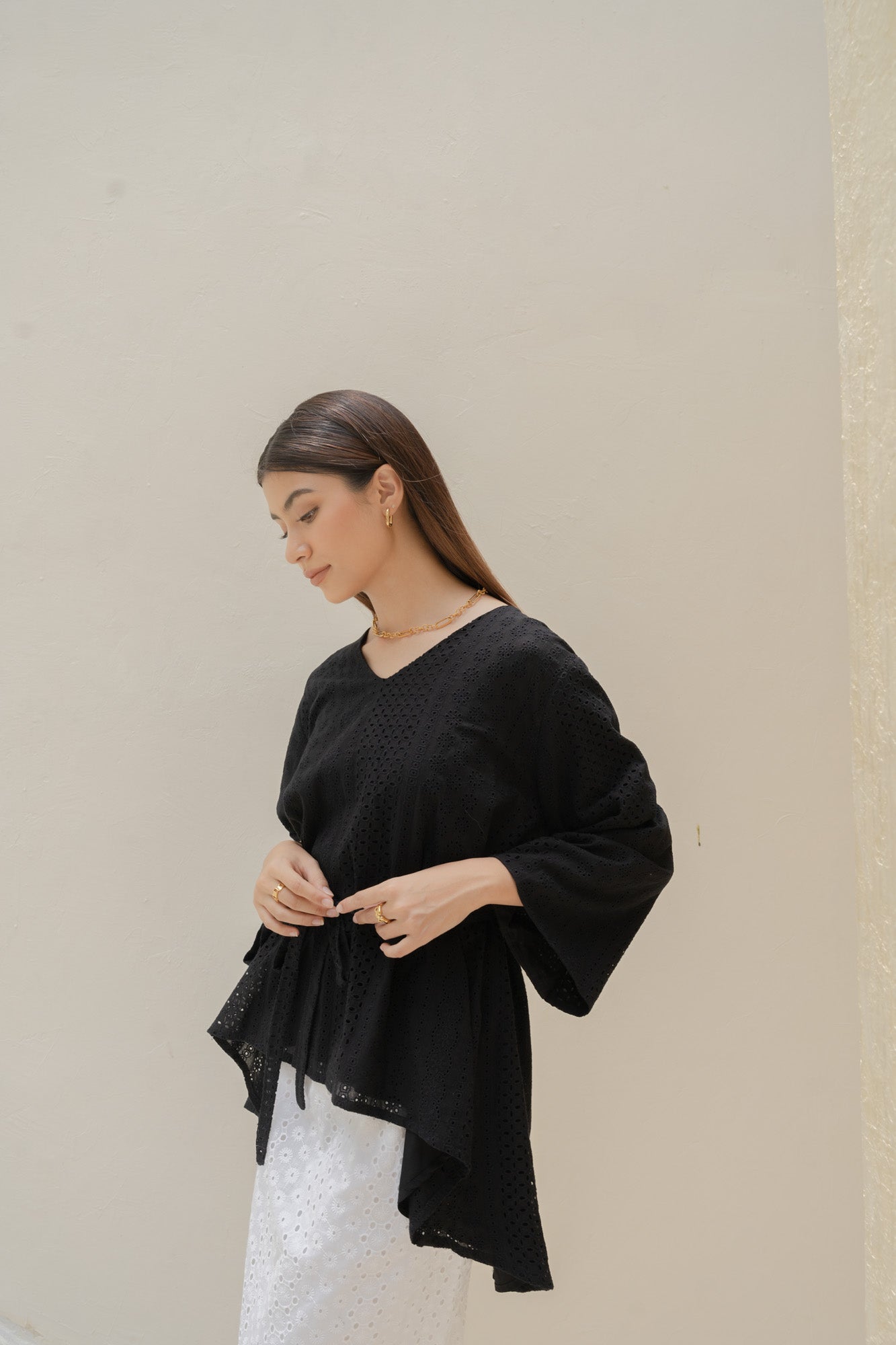 Riya Embroidery Top in Black