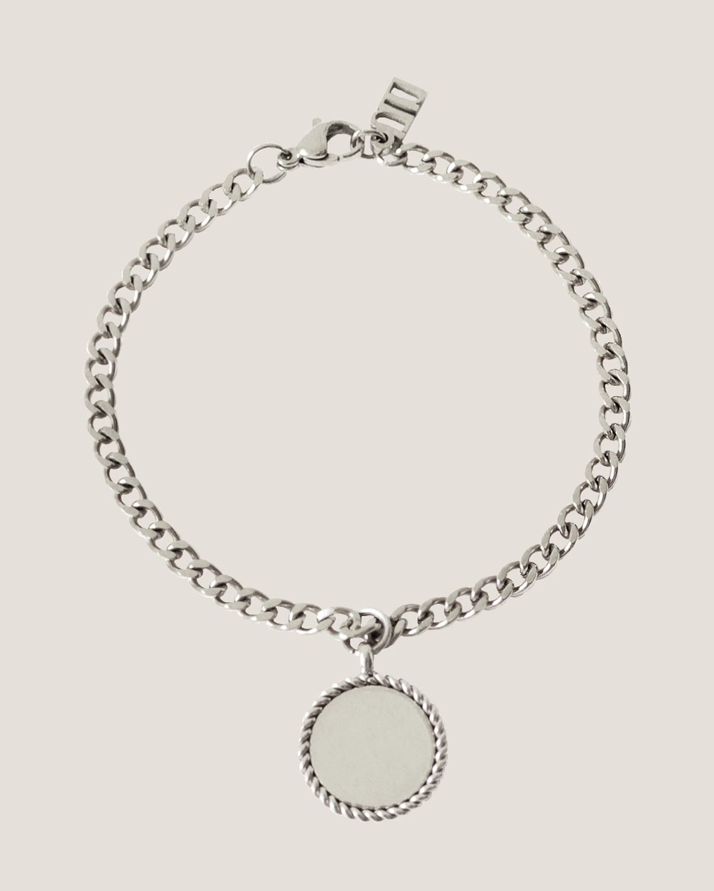 Dana Silver Pendant Curb Chain Bracelet