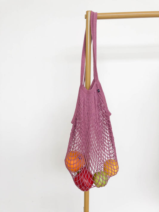 Straw Bag in Mauve Pink