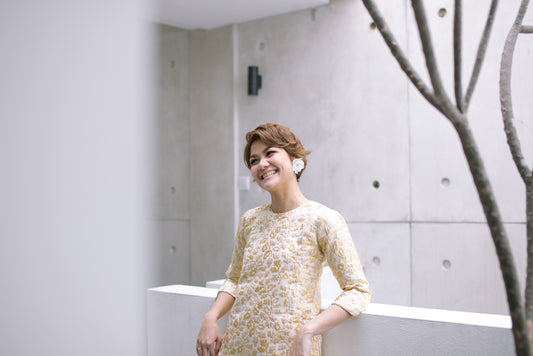Gold Floral Brocade top