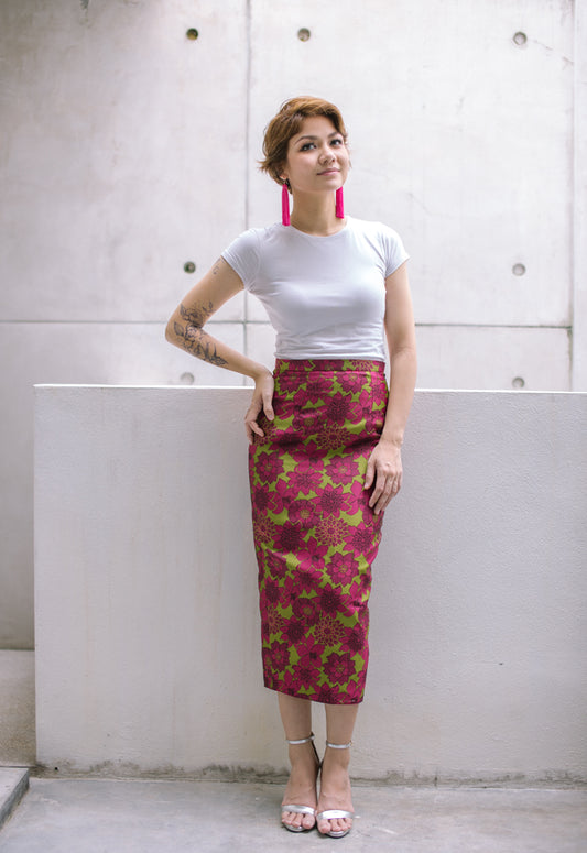Floral Skirt in Magenta