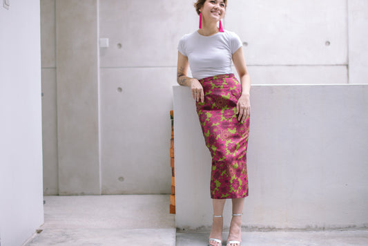 Floral Skirt in Magenta