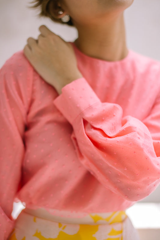 ORGANZA BLOUSE in Salmon Pink
