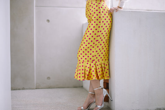 Polka Dot Skirt in Yellow Pink