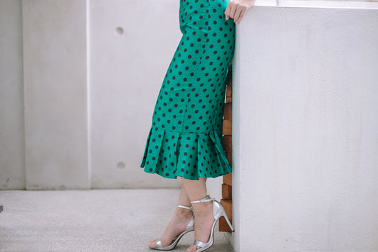 Polka Dot Skirt in Black Green