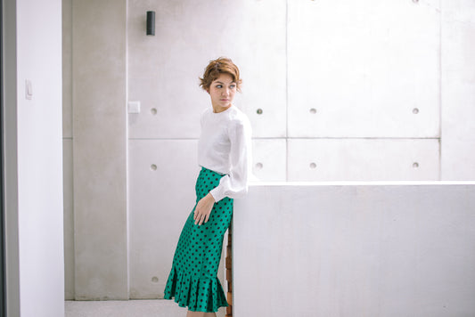 Polka Dot Skirt in Black Green