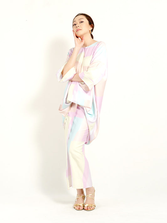 Kirana Top Pastel Yellow Geometry