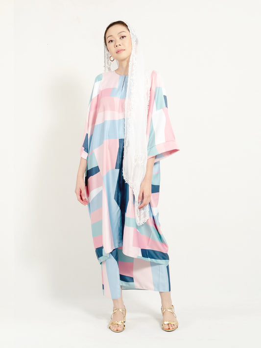 Kirana Top Blue Geometry