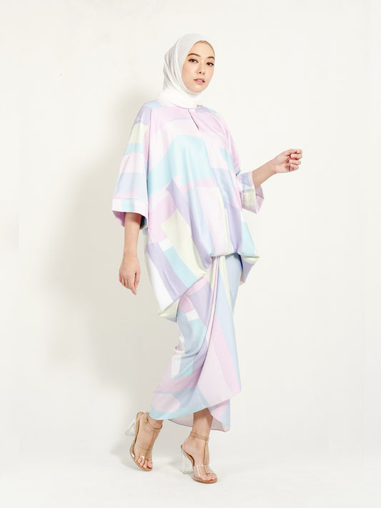 Kirana Top Pastel Purple Geometry